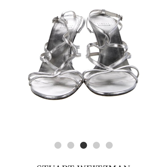 • Stuart Weitzman Metallic Silver Leather Sandals size 9 - Picture 3 of 12